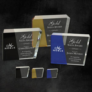 Cristal personalizable Premio de diseño a medida personalizable Trofeo de cristal <span class=keywords><strong>Eclipse</strong></span> GreyStone con acentos de colores - Product Image 1