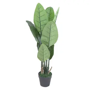 Linwoo Indoor Artificial Traveler Banana With Plastic Leaves Decoration Plant Plastic Bird Of Paradise