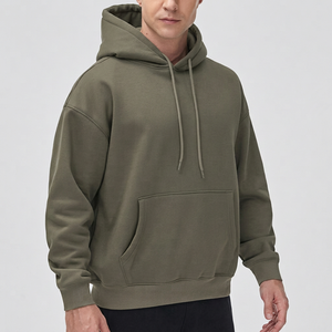 Sudadera con Capucha para Hombre, Color Sólido, 100% Algodón, Felpa, Corte Regular, Casual, con Bolsillo, Estilo Tejido Otoñal - Product Image 1