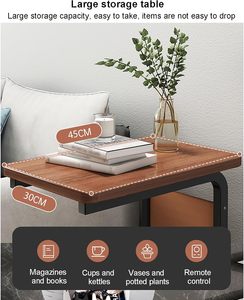 Metal Wooden Wood Modern Mobile <b>Coffee</b> <b>Tables</b> Mini Corner Small square Sofa Side <b>Table</b> Computer Bedside <b>for</b> Living Room - Product Image 4