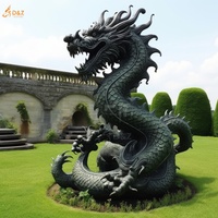 Décoration de jardin extérieur Myth Totem Dragon chinois Statue en métal Grand bronze Sculpture Loong Cascade Fontaine d'eau