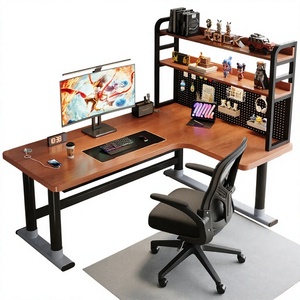 L Shaped Corner Computer Desk with Integrated <b>Bookshelf</b> Study Workstation for Home <b>Office</b> Gaming Room - Product Image 4