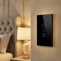 Interruptor de Pared Inteligente con Panel Táctil de Vidrio WiFi, Control por Voz con Alexa y Google Home, Función de Temporizador y Control Remoto por Aplicación