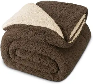 Cobertor de lã Sherpa reversível para sofá cobertor de pelúcia macio para sofá cama cobertores grossos e quentes para outono inverno
