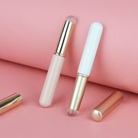 Mini pinceau à lèvres en silicone avec manche en bois, ultra-doux, anti-poussière, portable, applicateur de correcteur multi-usage, pour un effet mat