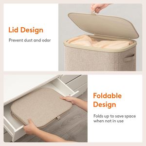 Cesto de <span class=keywords><strong>Ropa</strong></span> <span class=keywords><strong>Sucia</strong></span> Plegable Beige de 105L, Cesto Alto <span class=keywords><strong>para</strong></span> <span class=keywords><strong>Ropa</strong></span> <span class=keywords><strong>Sucia</strong></span>, Ahorra Espacio, <span class=keywords><strong>para</strong></span> Lavandería, Dormitorio, Baño, Residencia Estudiantil - Product Image 6