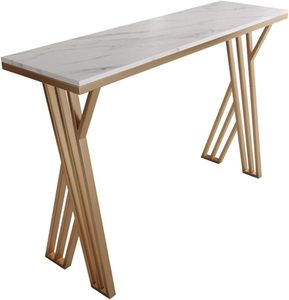 Brass Gold Metal Base Luxurious Royal <b>Bar</b> <b>Table</b> Night Club Parties Beer Display Wine <b>Table</b> White Marble Top Accent Large <b>Table</b> - Product Image 1