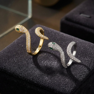 Luxury <b>Snake</b> Cocktail <b>Ring</b> Rose Gold Filled Pave Diamond Round Brilliant Cut Animal Shape Unisex Party Jewelry - Product Image 6
