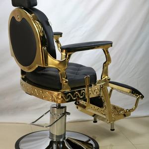 Sillón de Barbería Profesional de Lujo Clásico para Salón, Color Negro y Dorado, con Base Hidráulica Reclinable para Hombres - Product Image 3