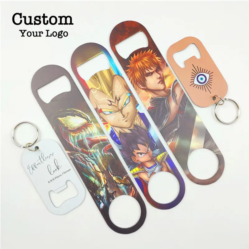 2 Mới Tùy Chỉnh Thép Không Gỉ Opener Chai Laser Khắc Thiết Kế Trống Rượu Kim Loại Mở Chai Thanh Phẳng Blade Beer Bottle Opener