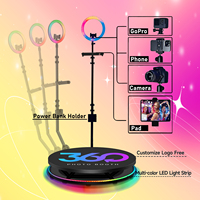 Plateforme rotative automatique pour photomaton 360° de 100 cm avec anneau lumineux RGB, télécommande et flight case, pour 5-6 personnes, idéale pour les événements