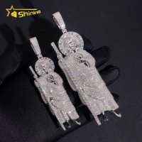 Nouvel Arrivage Bijoux Hip Hop Pendentif Jésus en Argent Sterling 925 Moissanite Couleur D VVS Grande Taille Iced Out avec Chaîne