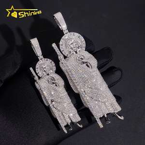 Nuovo Arrivo Gioielli Hip Hop Collana con Pendente Gesù Iced Out Grande in <span class=keywords><strong>Argento</strong></span> Sterling 925 con Moissanite Colore <span class=keywords><strong>D</strong></span> VVS - Product Image 3