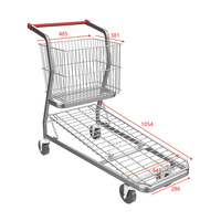 Chariot de manutention à grande poignée pour entrepôt, chariot à roulettes logistique en acier