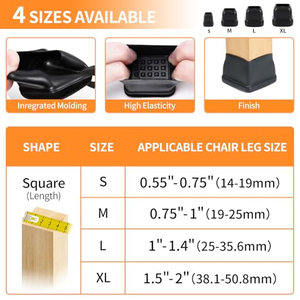 High Transparent Furniture Leg Caps <b>Chair</b> Leg Floor Protectors for Hardwood Made of Rubber with Felt <b>Pad</b> - Product Image 2