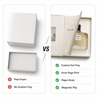 Boîte personnalisée en forme de livre magnétique, emballage de parfum avec couvercle rabattable, papier texturé blanc, OEM