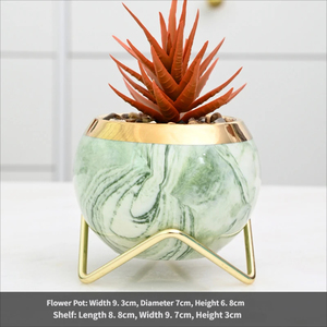 Pots de fleurs en céramique modernes et luxueux pour l'intérieur, avec supports métalliques et trou de drainage pour plantes succulentes - Product Image 4