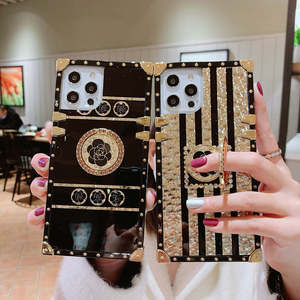 Funda de Teléfono Cuadrada de Lujo con Diseño de Rosa Dorada y Purpurina para Samsung S25 S24 S23 S22 S21 Ultra A52 A32 A71 A73 <span class=keywords><strong>A53</strong></span> A33 A51 <span class=keywords><strong>A70</strong></span> - Product Image 1
