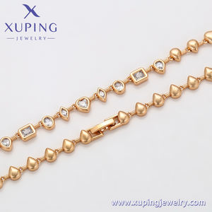 XUPING Collar de Cadena con Cuentas de Corazón de 6MM y Circonitas, Chapado en Oro de 18K, Acero Inoxidable, Joyería Minimalista - Product Image 5