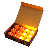 Lampe à bougie électronique LED en forme de citrouille en plastique pour Halloween, alimentée par piles, décor lumineux d'ambiance pour fête