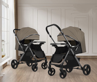 Poussette Bébé Pliable en Alliage d'Aluminium avec Poignée Réversible 2 Voies, Système de Voyage pour Nouveau-né, Position Assise-Allongée, Modèle High Landscape 3