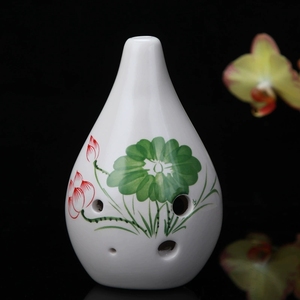 Ocarina en céramique de porcelaine à 6 trous, forme poire, peinte à la main, style encre chinoise, glaçure craquelée fumée, pour débutant, vente en gros - Product Image 4