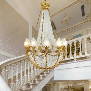 Большая роскошная медная люстра в форме корзины с кристаллами для церкви, отеля, Классический домашний декор