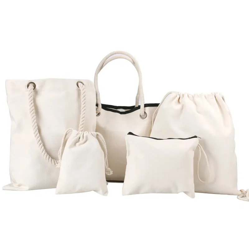Large Handbag Fabric Women Shopping Cotton Tote Bag White Canvas Shopping Bags Eco Reusable Foldable Canvas Pen Bag