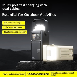Nouvelle batterie externe portable en plastique de style <span class=keywords><strong>phare</strong></span>, grande capacité 20000 mAh, câble intégré, charge ultra-rapide 22,5 W, pour le camping - Product Image 2