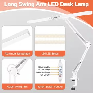 Lampe de bureau LED à double pince TD05 avec veilleuse, abat-jour <span class=keywords><strong>blanc</strong></span> pour étude et protection des yeux, en métal noir, fabriquée en Chine - Product Image 6