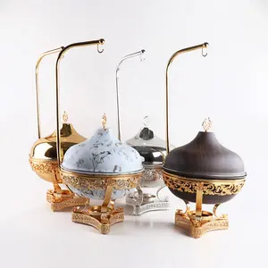 Hot sale 401 Stainless Steel Luxury Food Warmer Golden Chaffing Dishes Buffet Catering 4L+6L+8L Gold Chafing Dishes Set