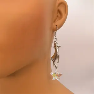 Boucles d'oreilles gothiques en forme d'étoile de lune, boucles d'oreilles de païen goutte d'eau