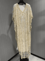 Robe de soirée élégante en polyester pour femme, longueur cheville, avec cape, perles, diamants et broderies florales – Vente en gros usine Automne Hiver