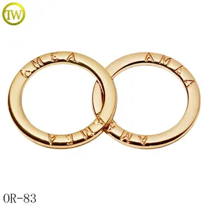 Accesorio de anillo de oro con nombre grabado personalizado sujetador de forma redonda hardware marca círculo hebilla ajustador para ropa interior