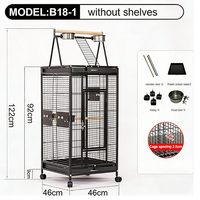 Cage à oiseaux en métal noir de grande taille pour canaris et perroquets, maisons durables et sécurisées avec taille personnalisable