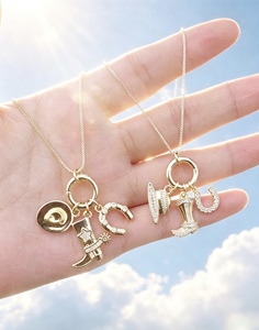 Zircon Jewelry Style Cow Boy Elements Accessories For Women Party Gift Thin <b>Chain</b> Jewelry Pendant Necklace - Product Image 6