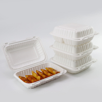 Boîte à lunch jetable carrée biodégradable de 9 pouces, 3 compartiments, compatible micro-ondes, logo personnalisé, emballage alimentaire à emporter, plastique MFPP