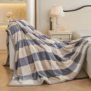 Fleece Throw Blanket For Couch Fuzzy Cozy Plush Flannel Blanket For Sofa Comfy Warm Lightweight Bed Blanket Striped