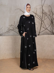 Nueva Abaya de Poliéster Bordada para Mujer, Hiyab Musulmán, Vestido Kimono para Eid, Boda, Manga Larga, Estilo Árabe, Dubai - Product Image 6