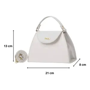 Bolso Bandolera para Mujer Acalia, Blanco, Cuero PU, Correa Única, Cierre de Cremallera, Moderno, para Uso en Verano, 7 Pulgadas - Product Image 1