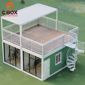 Cbox Villa Modulaire Portable à 2 Étages Facile à Assembler avec Balcon et Terrasse, Maison Conteneur Démontable pour Camping de Vacances - Product Image 2