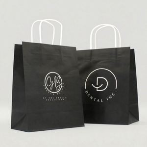 <b>Biodegradable</b> Custom Logo Printed Gift Apparel Packaging Tote Bag Supermarket Kraft <b>Paper</b> Shopping Bags for Business - Product Image 4