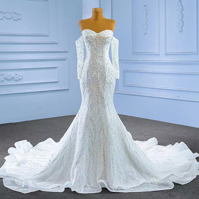 sparkly mermaid wedding dress 2 in 1 Luxury Wedding Gown Sparkly Mermaid Plus Ball Gown Wedding Dress AWD1951