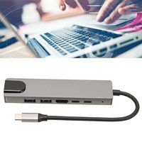 Station d'accueil 6 en 1 USB 3.0 Type-C en alliage d'aluminium pour MacBook Pro avec LAN et charge PD - En stock
