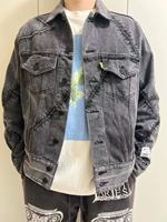 Veste en jean personnalisée délavée à l'acide pour homme, style vintage, patchwork, effet usé, coupes et coutures, streetwear, fabricant de vestes en jean pour homme