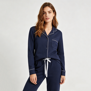 Conjunto de <span class=keywords><strong>Pijama</strong></span> Oversize de Algodón <span class=keywords><strong>Pima</strong></span> Suave y Casual para Mujer, de Alta Calidad, Fabricado por Baifei OEM - Product Image 2