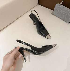 Nuevos Zapatos de Tacón Delgado Tejidos con Punta en Pico Negros y Sexys para Mujer - Product Image 2