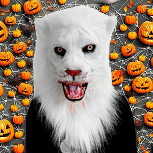 Masque de <span class=keywords><strong>Loup</strong></span> <span class=keywords><strong>Blanc</strong></span>, Costume en Fourrure, Latex Souple, Masque Complet pour le Visage, Design de <span class=keywords><strong>Loup</strong></span>-<span class=keywords><strong>Garou</strong></span> pour Halloween, Cosplay, Soirées et Festivals - Product Image 3
