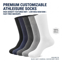 Chaussettes de sport pour hommes personnalisées avec logo, respirantes, en maille, confortables, avec coussinets, chaussettes de sport mi-mollet, chaussettes habillées en mélange de polyester tricoté de qualité supérieure, vente en gros OEM