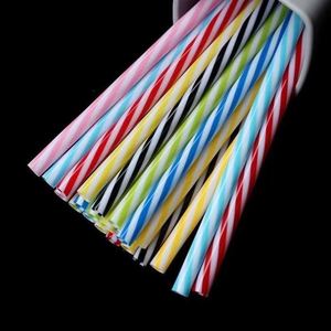 Paille réutilisable en plastique rigide rayée, tube droit en PP, résistante à la chaleur, lavable, pour bocal Mason, pour boissons quotidiennes, paille non jetable - Product Image 3